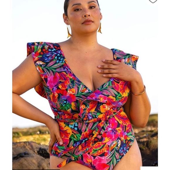 Eloquii Other - ELOQUII Ruffle Tie Waist One-Piece Swimsuit NEW size 16